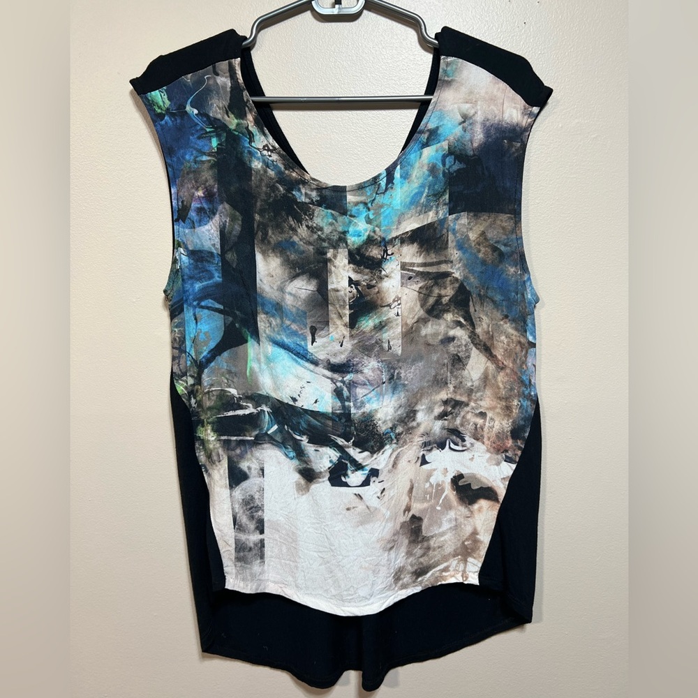 Women's tank top mutli blue color front black back  size L